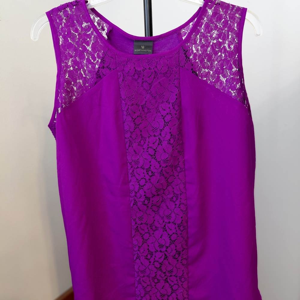 Worthington Purple Lace Sleeveless Blouse